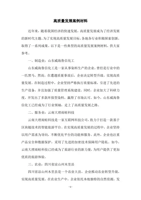 高质量发展案例材料