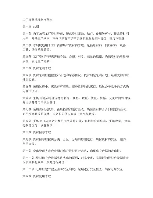 工厂资材管理制度范本