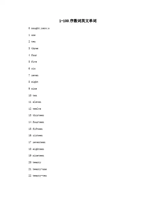 1-100序数词英文单词