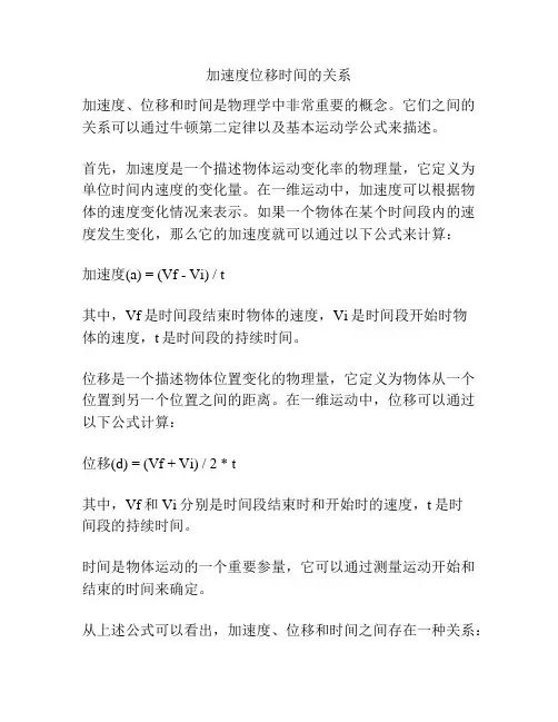 加速度位移时间的关系
