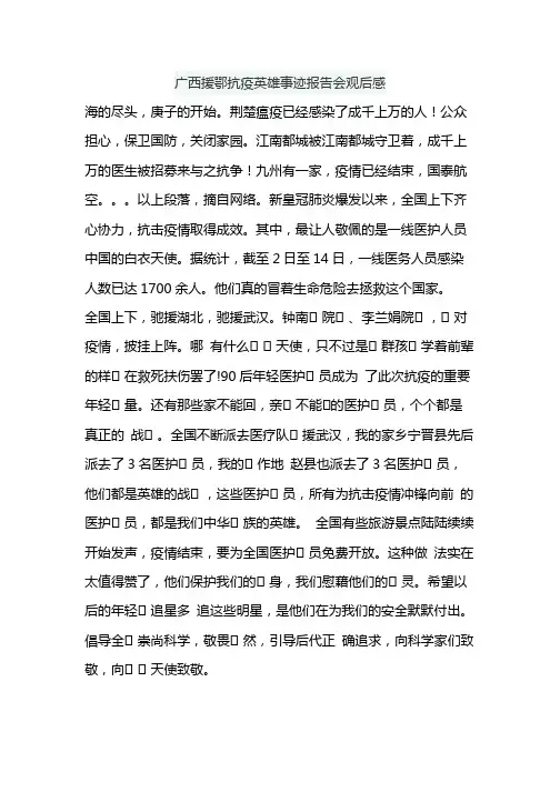 广西援鄂抗疫英雄事迹报告会观后感