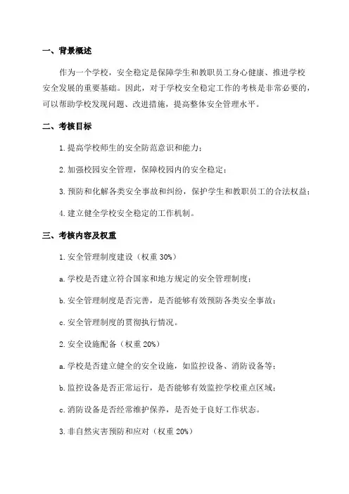 学校安全稳定年度工作考核方案
