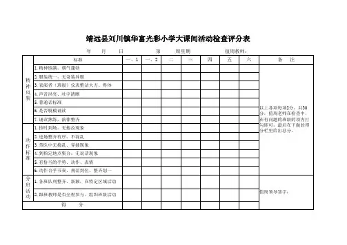 大课间评分表及纪律评分表