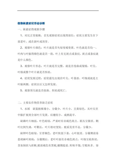 植物缺素症状形态诊断