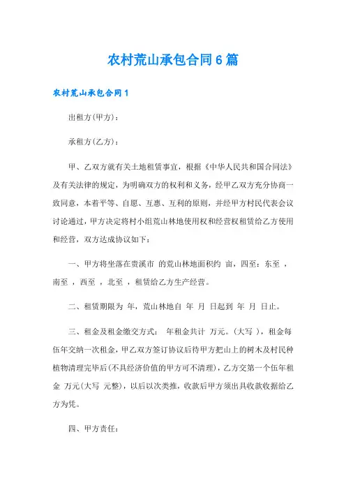 农村荒山承包合同6篇