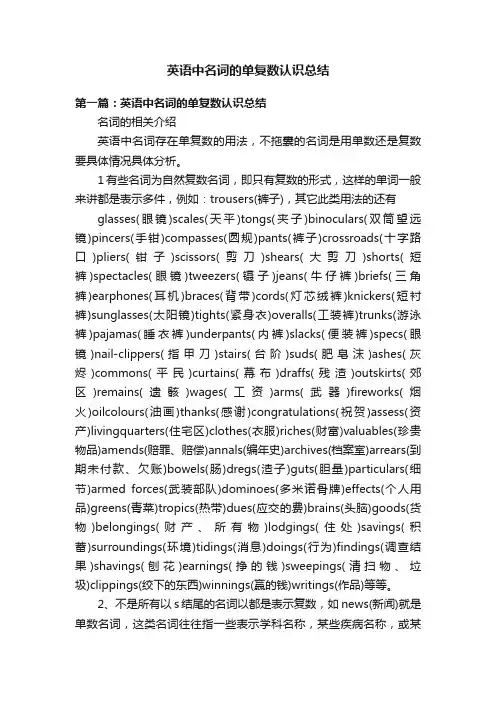 英语中名词的单复数认识总结