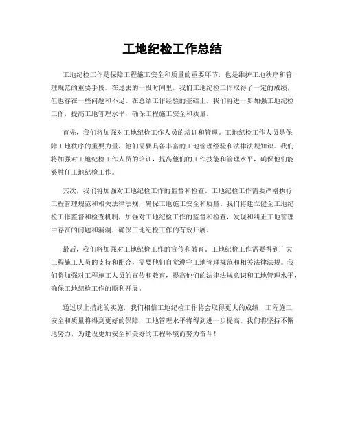 工地纪检工作总结