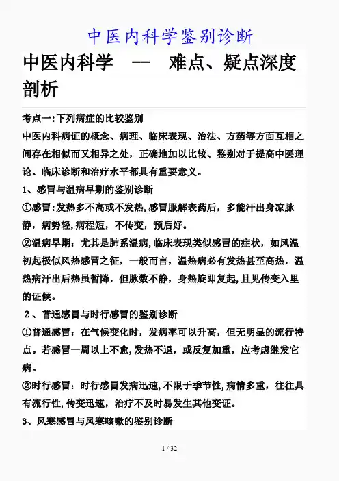 最新中医内科学鉴别诊断(精品课件)