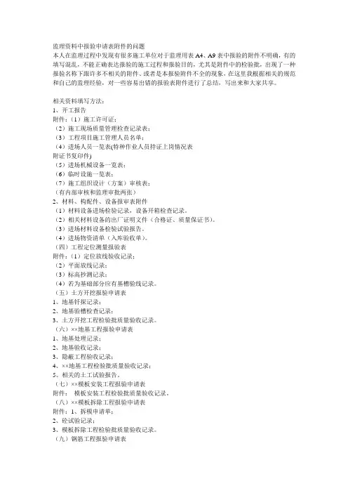 报验申请表附件