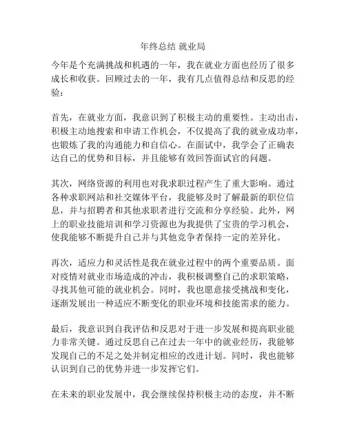 年终总结 就业局