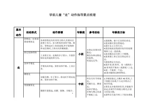 基本动作“走”指导要点梳理汇总
