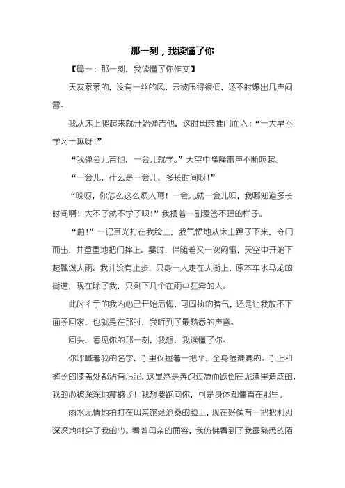 说明文：那一刻,我读懂了你作文