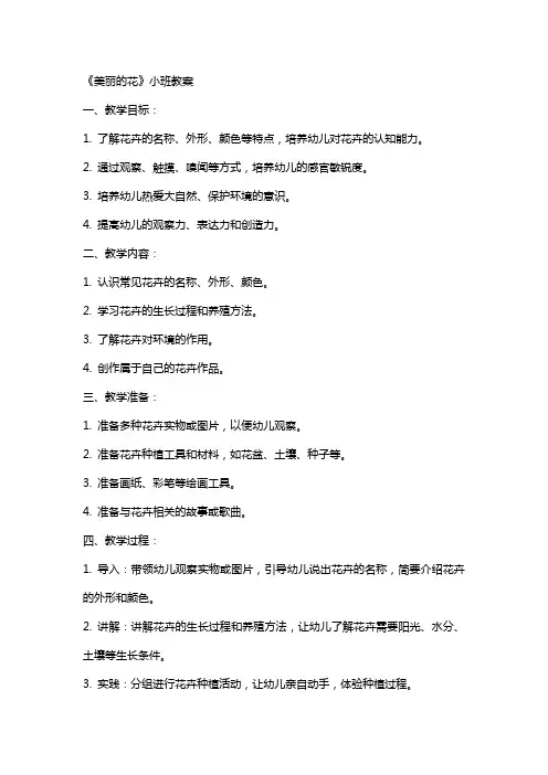 《美丽的花》小班教案