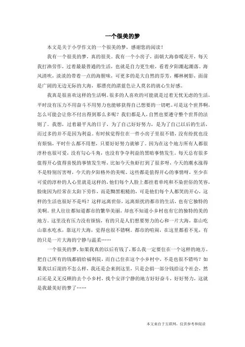 一个很美的梦_小学作文