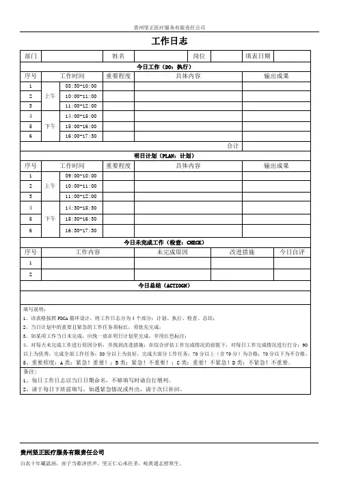 每日工作日志