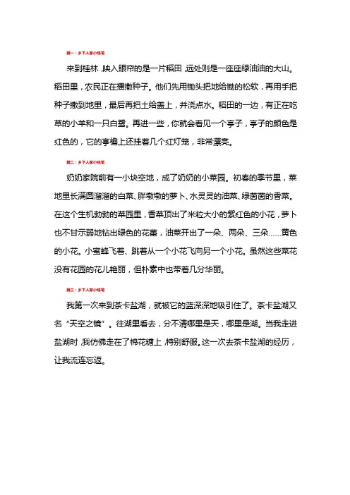 乡下人家作文小练笔一百字