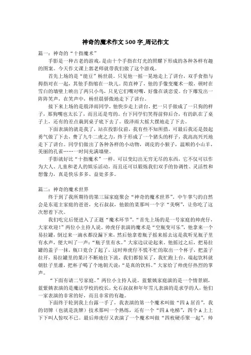 神奇的魔术作文500字_周记作文