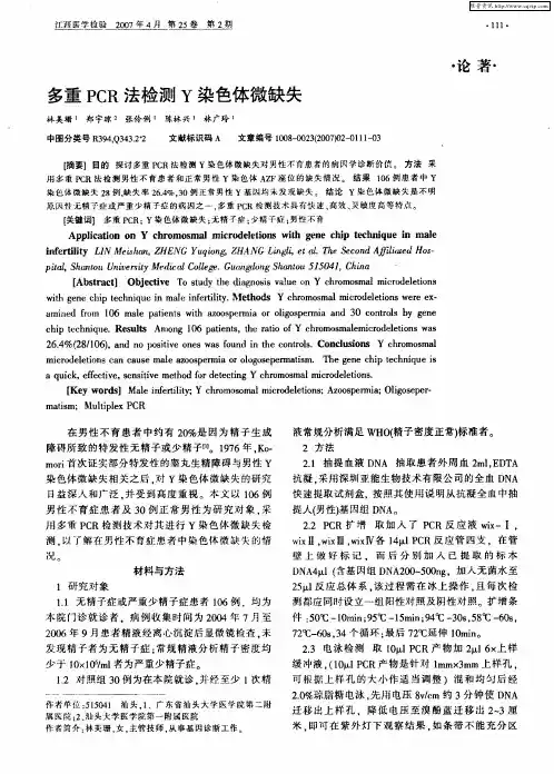 多重PCR法检测Y染色体微缺失