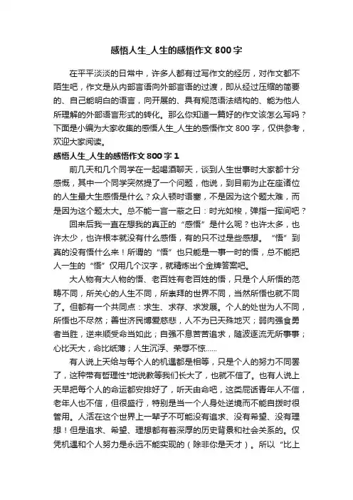 感悟人生_人生的感悟作文800字
