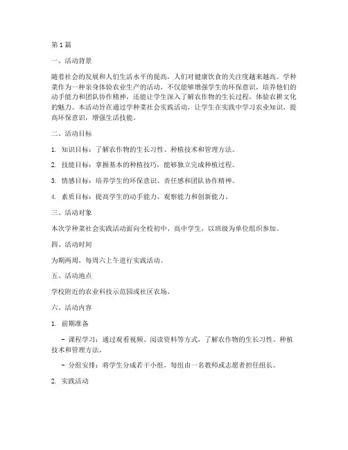 学种菜社会实践活动方案(3篇)