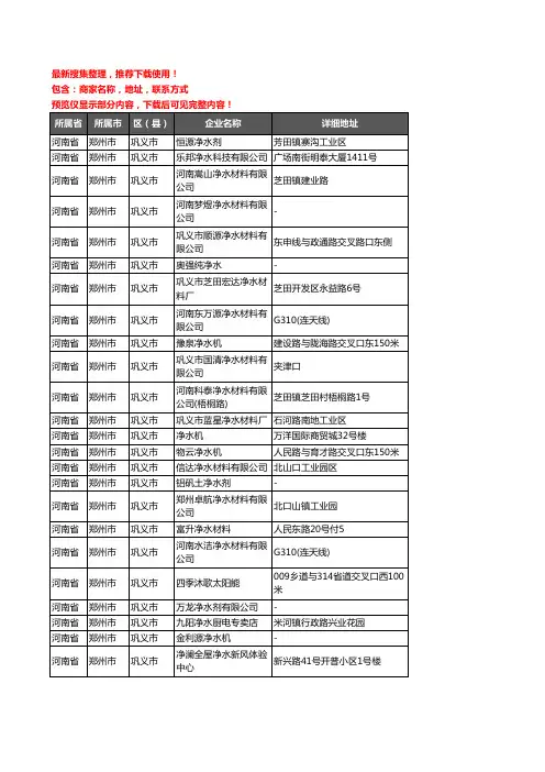 新版河南省郑州市巩义市净水器企业公司商家户名录单联系方式地址大全94家