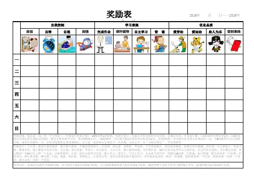 儿童好习惯奖励表
