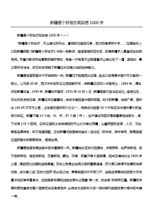 新疆是个好地方观后感1000字