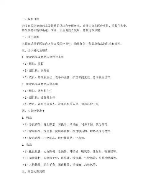 抢救药品及物品应急预案