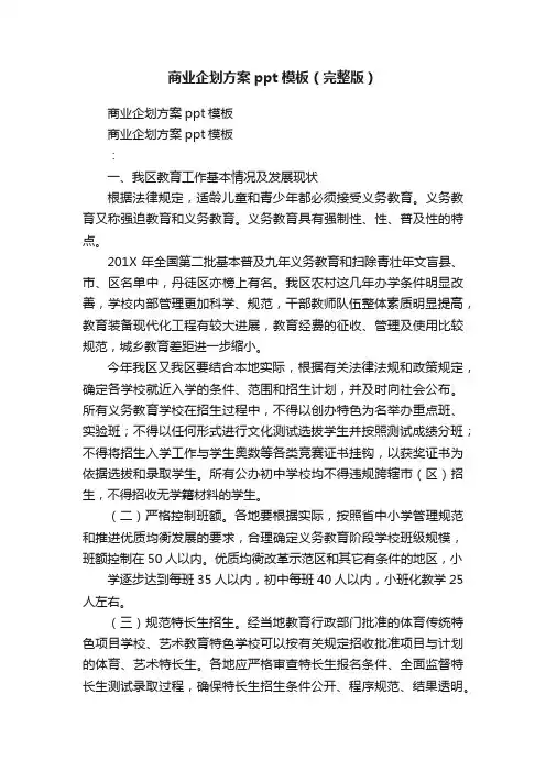 商业企划方案ppt模板（完整版）