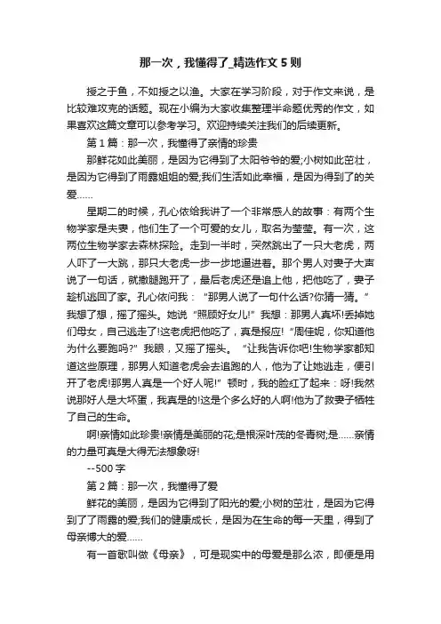 那一次，我懂得了_精选作文5则