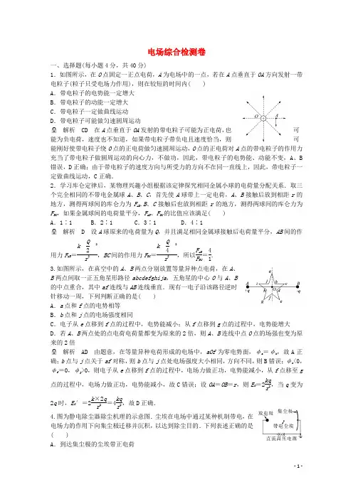 高考物理一轮基础复习 电场综合检测卷1