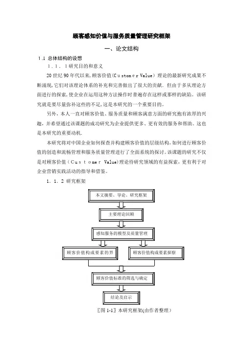 顾客感知价值与服务质量管理研究框架