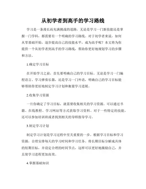 从初学者到高手的学习路线