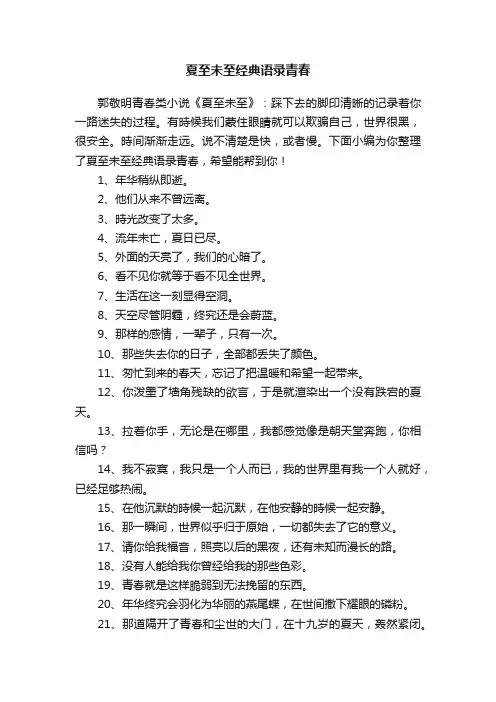 夏至未至经典语录青春