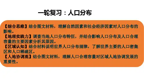 2024届高考地理一轮复习课件++人口分布