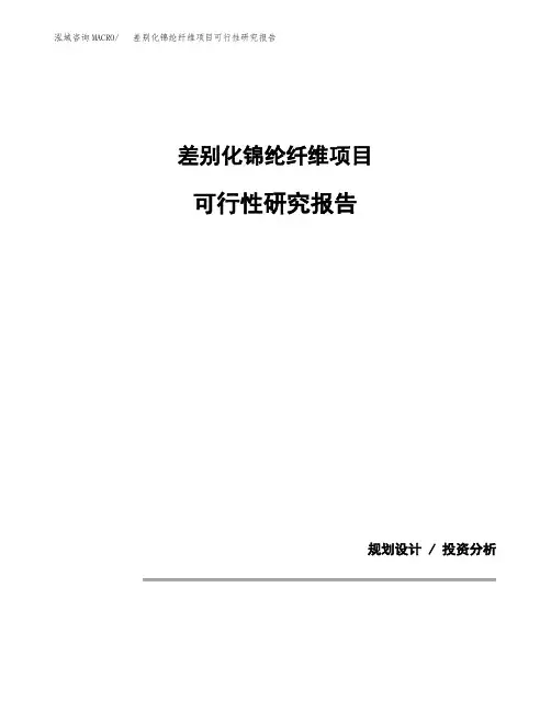 差别化锦纶纤维项目可行性研究报告模板范文(立项备案项目申请)