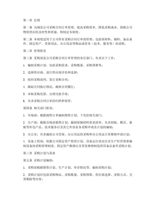 采购合同订单管理制度范本