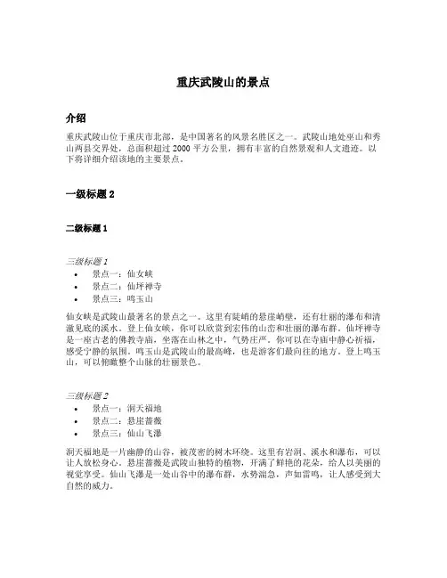重庆武陵山的景点