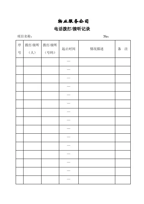 电话拨打接听记录表