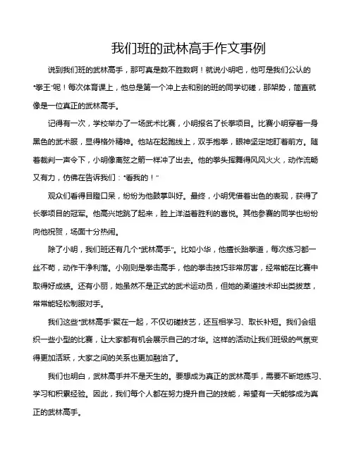 我们班的武林高手作文事例