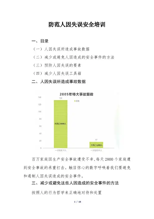 防范人因失误安全培训