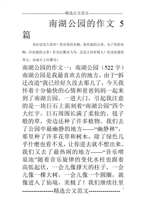 南湖公园的作文5篇