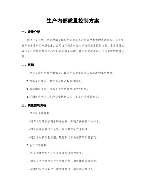 生产内部质量控制方案