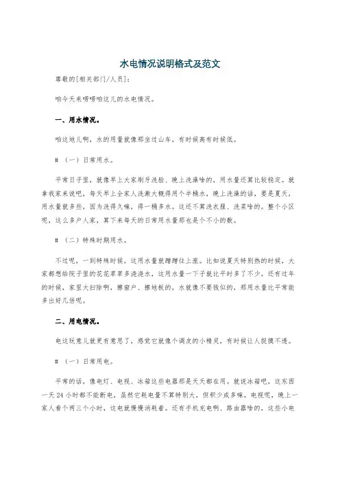水电情况说明格式及范文