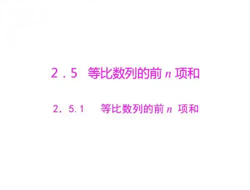 数学 必修5 新课标人教A版 第二章 2.5 2.5.1 等比数列