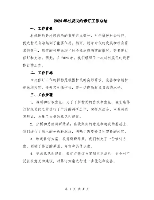 2024年村规民约修订工作总结