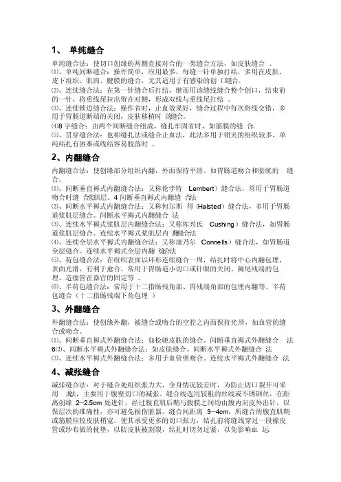 外科缝合基本方法