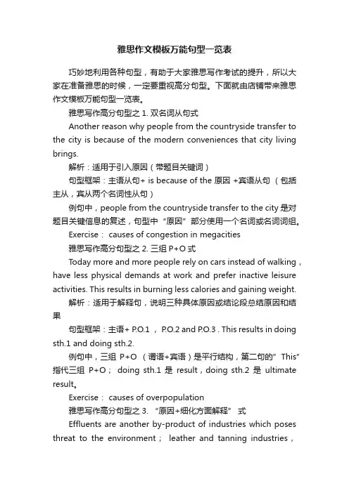 雅思作文模板万能句型一览表