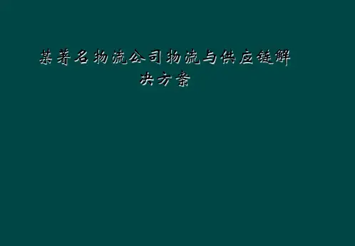 某著名物流公司物流与供应链解决方案