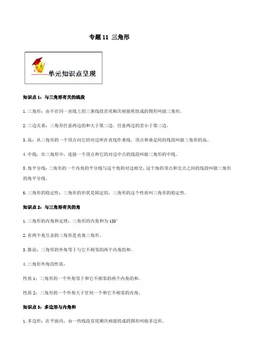 专题11 三角形(解析版)